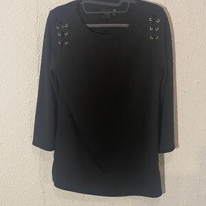 Rafaella Black Blouse with Gold Eyelets Cocktail Mature Comfort.  Practical